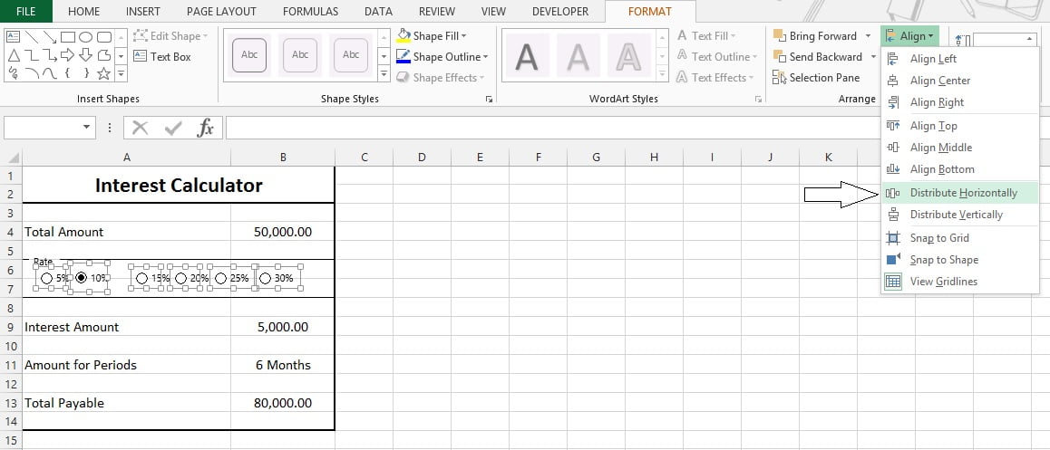 Group Box and option button excel form controls