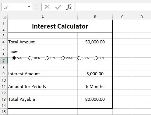 Group Box and option button excel form controls