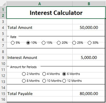 Group Box and option button excel form controls