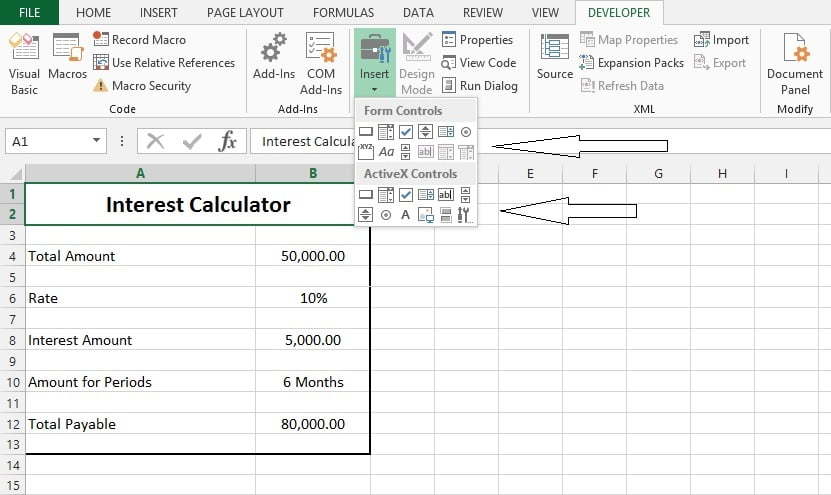 Group Box and option button excel form controls