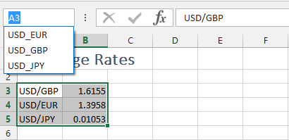 Name a cell with an excel Range name