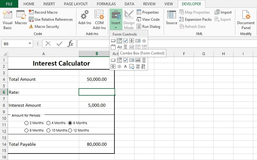 ComboBox from Excel Form Control