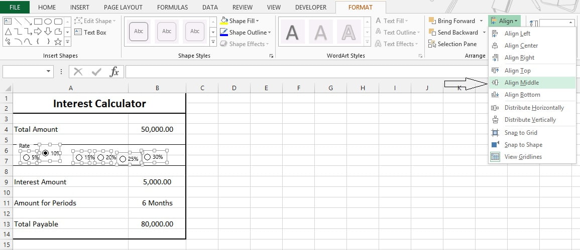 Group Box and option button excel form controls