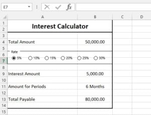 Group Box and option button excel form controls