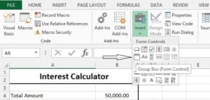 Group Box and option button excel form controls