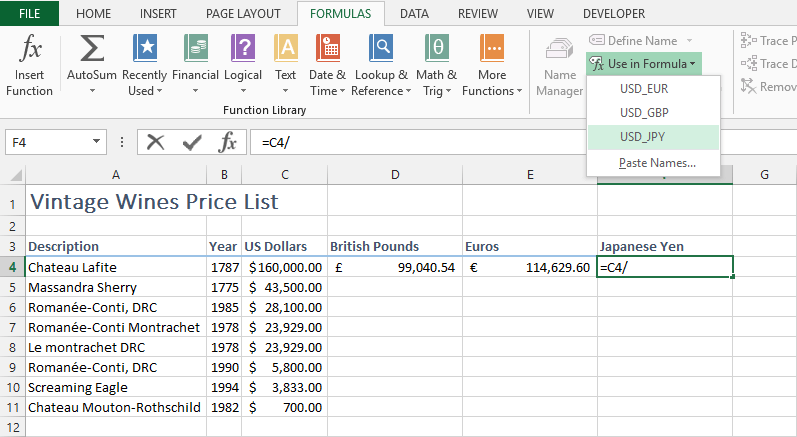 Name a cell with an excel Range name