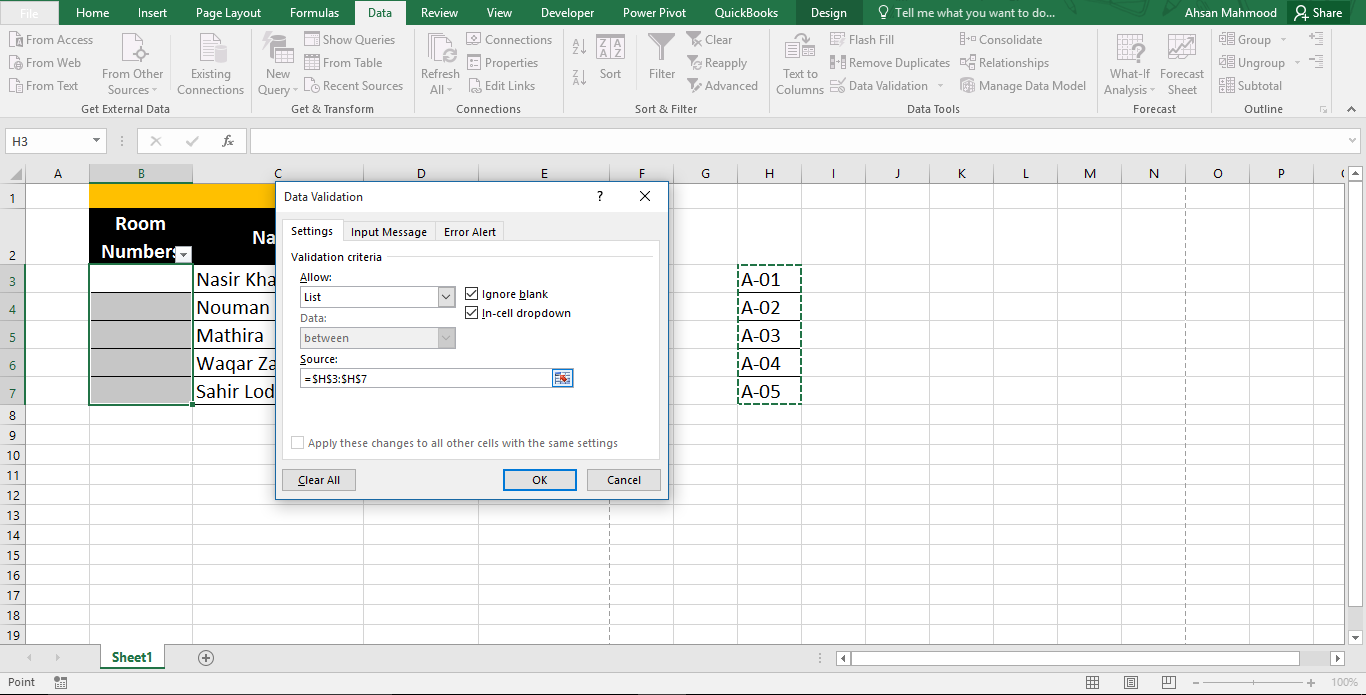 Excel Data Validation