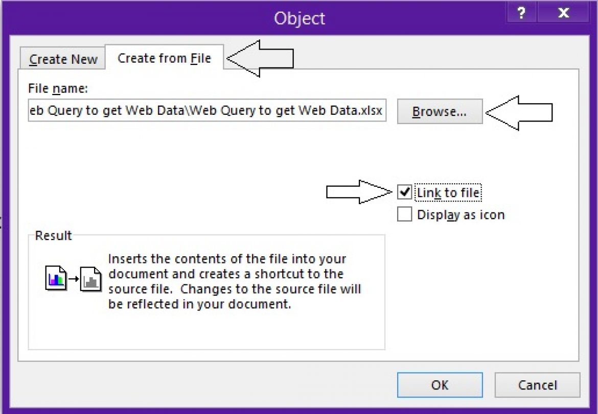 Link Excel worksheet to Word Document